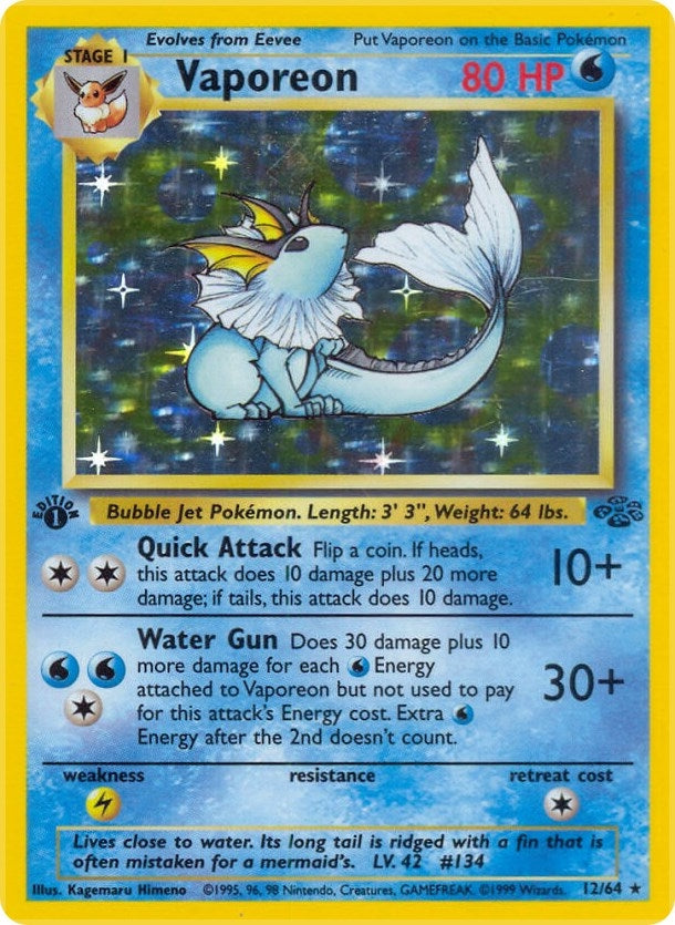 Vaporeon (12) (12/64) (1st Edition Holofoil) [Jungle]