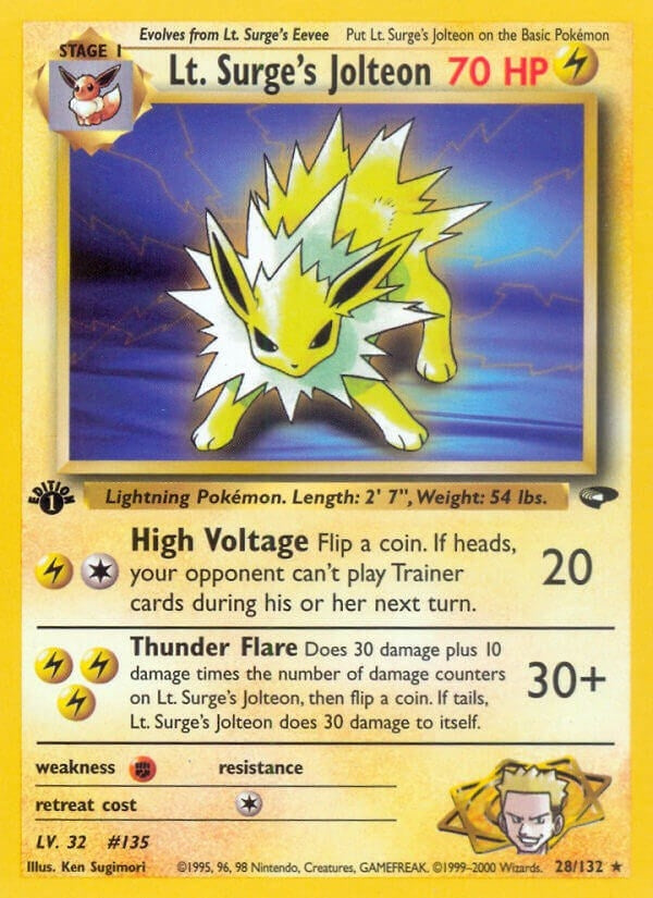 Lt. Surge's Jolteon (028/132) (Unlimited) [Gym Challenge]