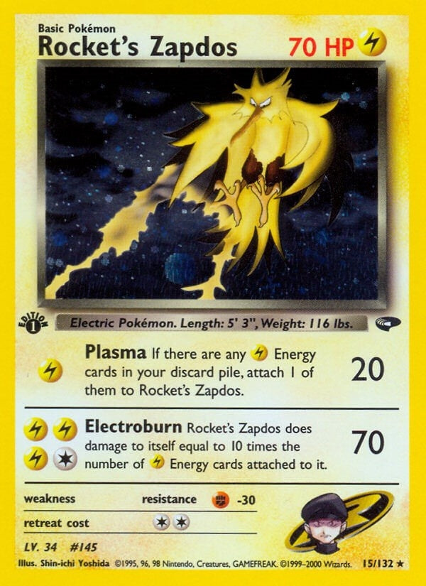 Rocket's Zapdos (015/132) (1st Edition Holofoil) [Gym Challenge]